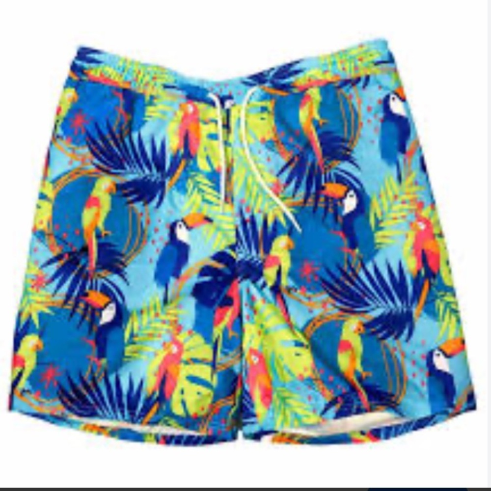 No Boundaries Blue Tropical Parrot Hybrid Shorts